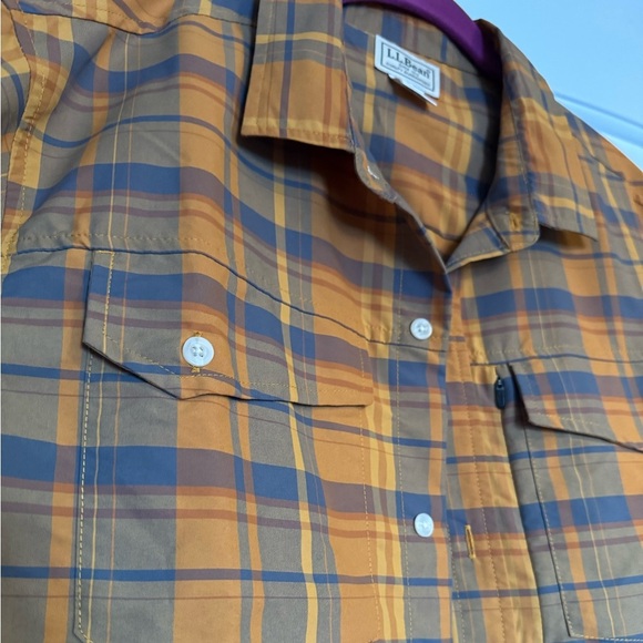 LL Bean Men’s Large Orange,Blue Cool Button Fishing Outdoor Performance Nylon - Picture 3 of 10